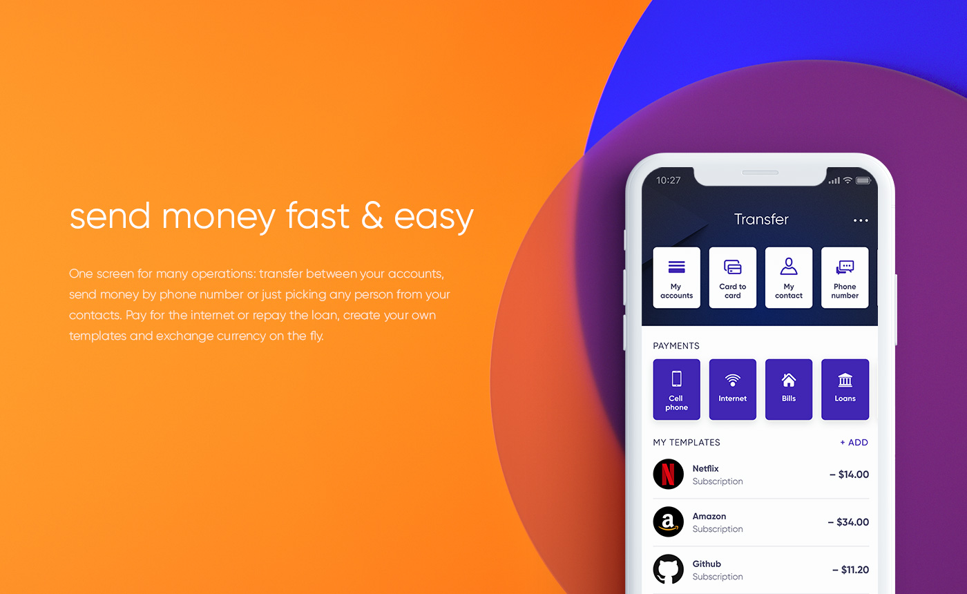 Cradle app design — send money